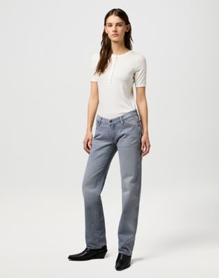 Slim Femme Knit Henley in Worn White alternative view 2