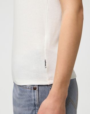 Slim Femme Knit Henley in Worn White alternative view 4