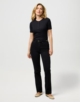 Slim Femme Knit Henley in Black alternative view 2