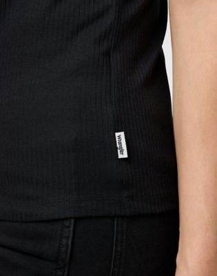 Slim Femme Knit Henley in Black alternative view 4