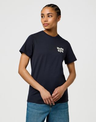 Wrangler Slim Sign Off Tee Dark Navy