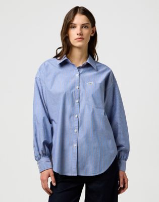 Relaxed Cool Girl Blouse in Dusty Blue main view
