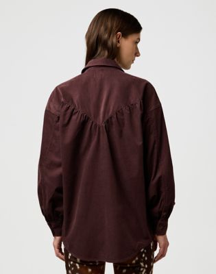 Loose Femme Yoke Western Shirt in Mahogany alternative view