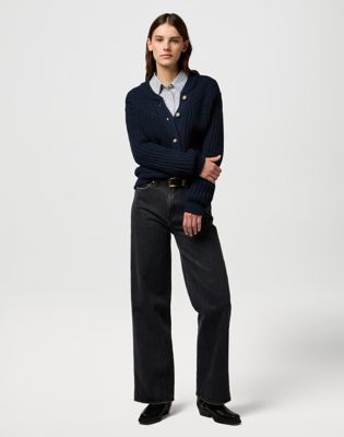 Regular Western Cardigan in Dark Navy
