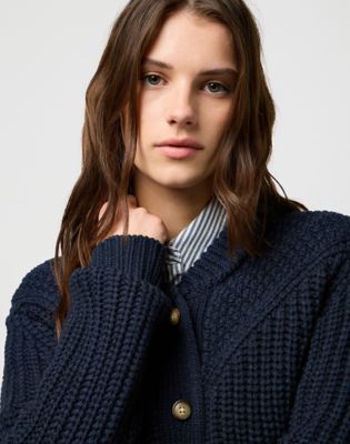 Regular Western Cardigan in Dark Navy