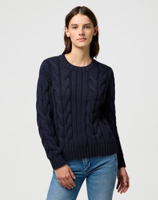 Wrangler Regular Cable Knit Crew Dark Navy