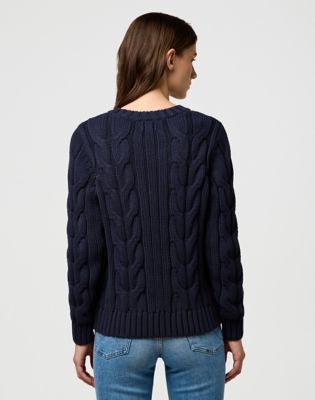 Wrangler Regular Cable Knit Crew ciemny granatowy