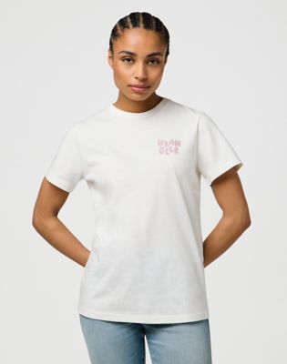 Wrangler Slim Sign Off Tee Worn White