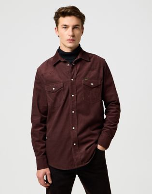 Wrangler Regular Western Corduroy Shirt Mahogany