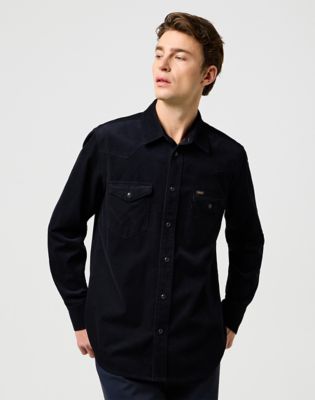 Regular Western Corduroy Shirt in Black main view