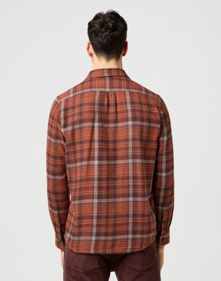 Wrangler Regular 1 Pocket koszula flanelowa palona cegła