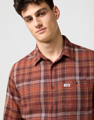 Regular 1 Pocket Flannel Shirt in Fired Brick