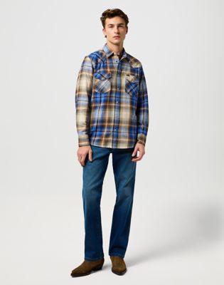 Regular Western Indigo Shirt in Blue Brown alternative view 2