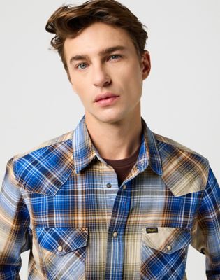 Regular Western Indigo Shirt in Blue Brown alternative view 3
