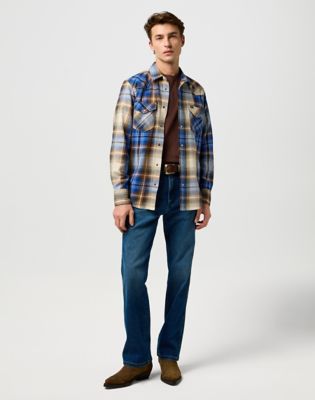 Regular Western Indigo Shirt in Blue Brown alternative view 5