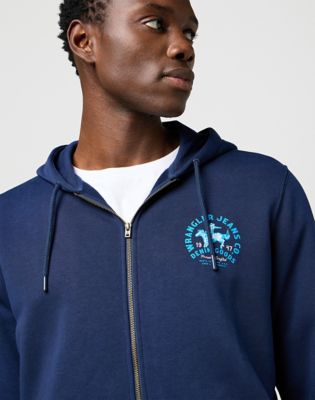 Regular Graphic Zip Hoodie in Navy alternative view 3