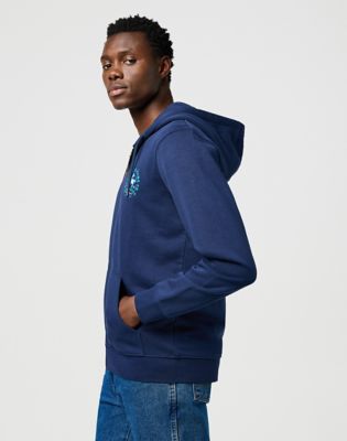 Regular Graphic Zip Hoodie in Navy alternative view 4