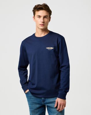 Long Sleeve Regular Americana Tee in Navy main view