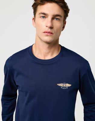 Long Sleeve Regular Americana Tee in Navy alternative view 3