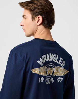 Long Sleeve Regular Americana Tee in Navy alternative view 4