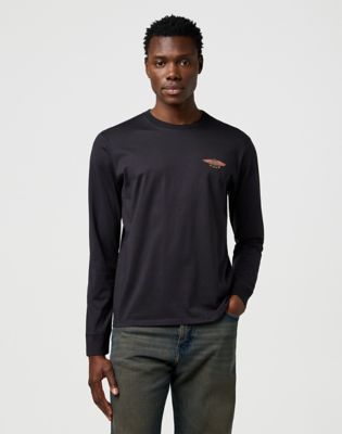 Long Sleeve Regular Americana Tee in Black main view