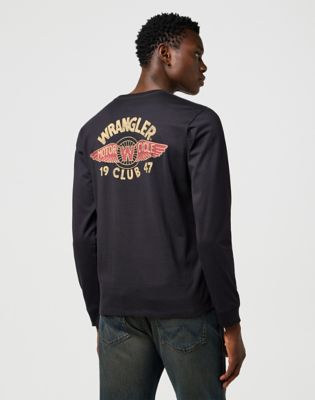 Long Sleeve Regular Americana Tee in Black alternative view