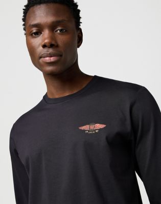 Long Sleeve Regular Americana Tee in Black alternative view 3