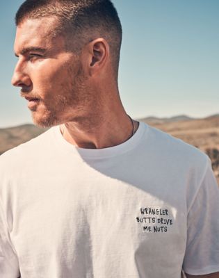 Relaxed Embroidery Tee in Worn White main view