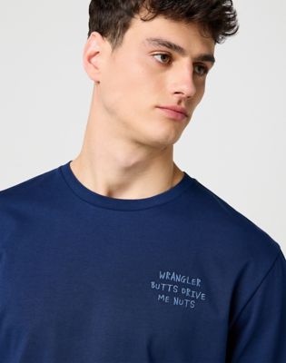 Relaxed Embroidery Tee in Navy alternative view 3