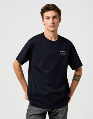Relaxed Embroidery Tee in Black main view