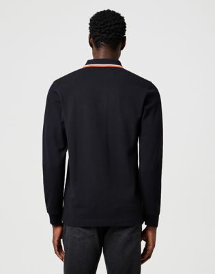 Long Sleeve Regular Polo Shirt in Black alternative view