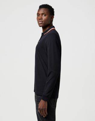 Long Sleeve Regular Polo Shirt in Black alternative view 4