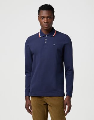 Long Sleeve Regular Polo Shirt in Navy main view