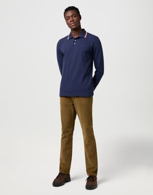 Long Sleeve Regular Polo Shirt in Navy alternative view 2