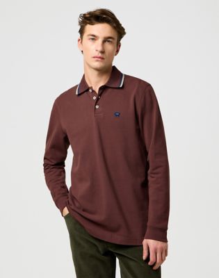 Long Sleeve Regular Polo Shirt in Mahogany main view