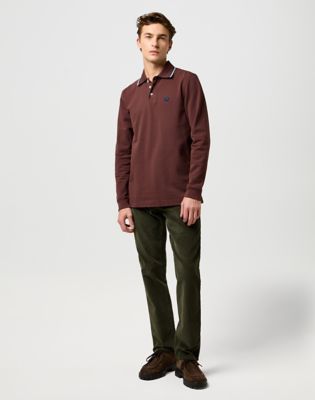 Long Sleeve Regular Polo Shirt in Mahogany alternative view 2