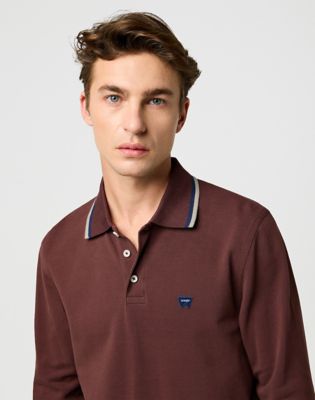Long Sleeve Regular Polo Shirt in Mahogany alternative view 3