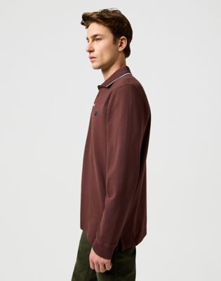 Long Sleeve Regular Polo Shirt in Mahogany alternative view 4