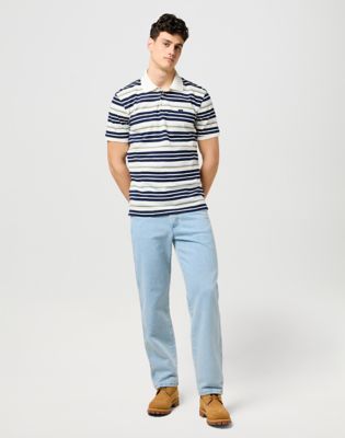 Regular Stripe Polo Shirt in Worn White alternative view 2