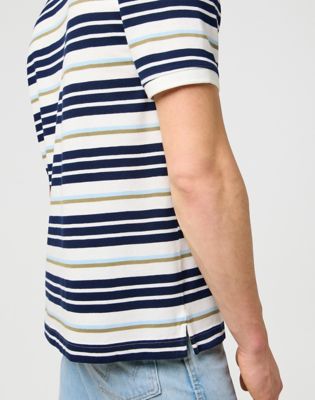 Regular Stripe Polo Shirt in Worn White alternative view 4