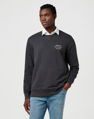 Relaxed Embroidery Crew in Faded Black main view