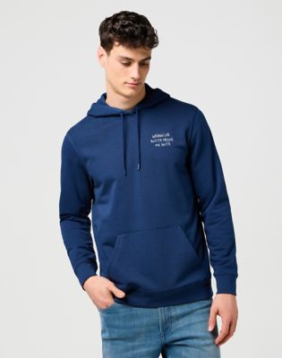 Relaxed Embroidery Hoodie in Navy main view