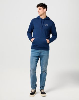 Relaxed Embroidery Hoodie in Navy alternative view 2