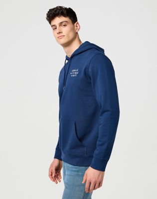 Relaxed Embroidery Hoodie in Navy alternative view 4