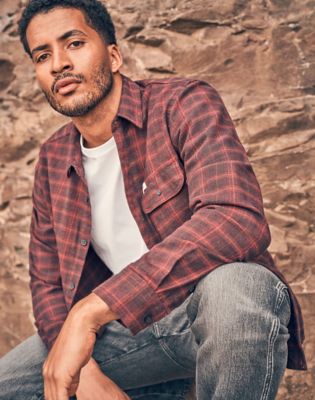 Wrangler Relaxed 1 Pocket Flannel Shirt Black Wine