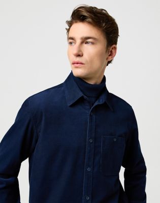 Regular 1 Pocket Corduroy Shirt in Navy alternative view 3