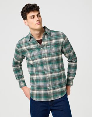 Regular Brushed 1 Pocket Shirt in Green Birch