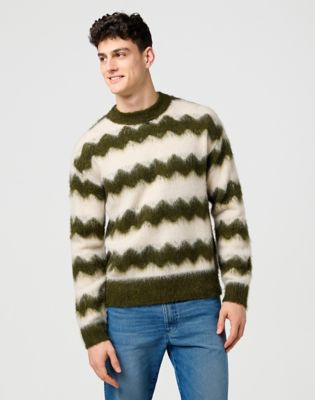 Wrangler Relaxed Striped Sweater Ivy Green