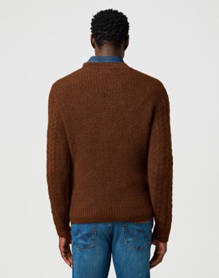 Wrangler Regular Cable Knit Sweater Mahogany Heather Size XL
