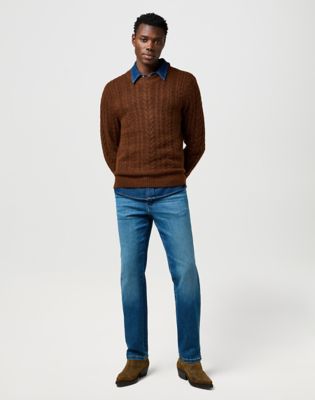 Regular Cable Knit Sweater in Mahogany Heather